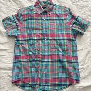 Ralph Lauren Vibrant Men’s Plaid Button-Down Short Sleeve Shirt